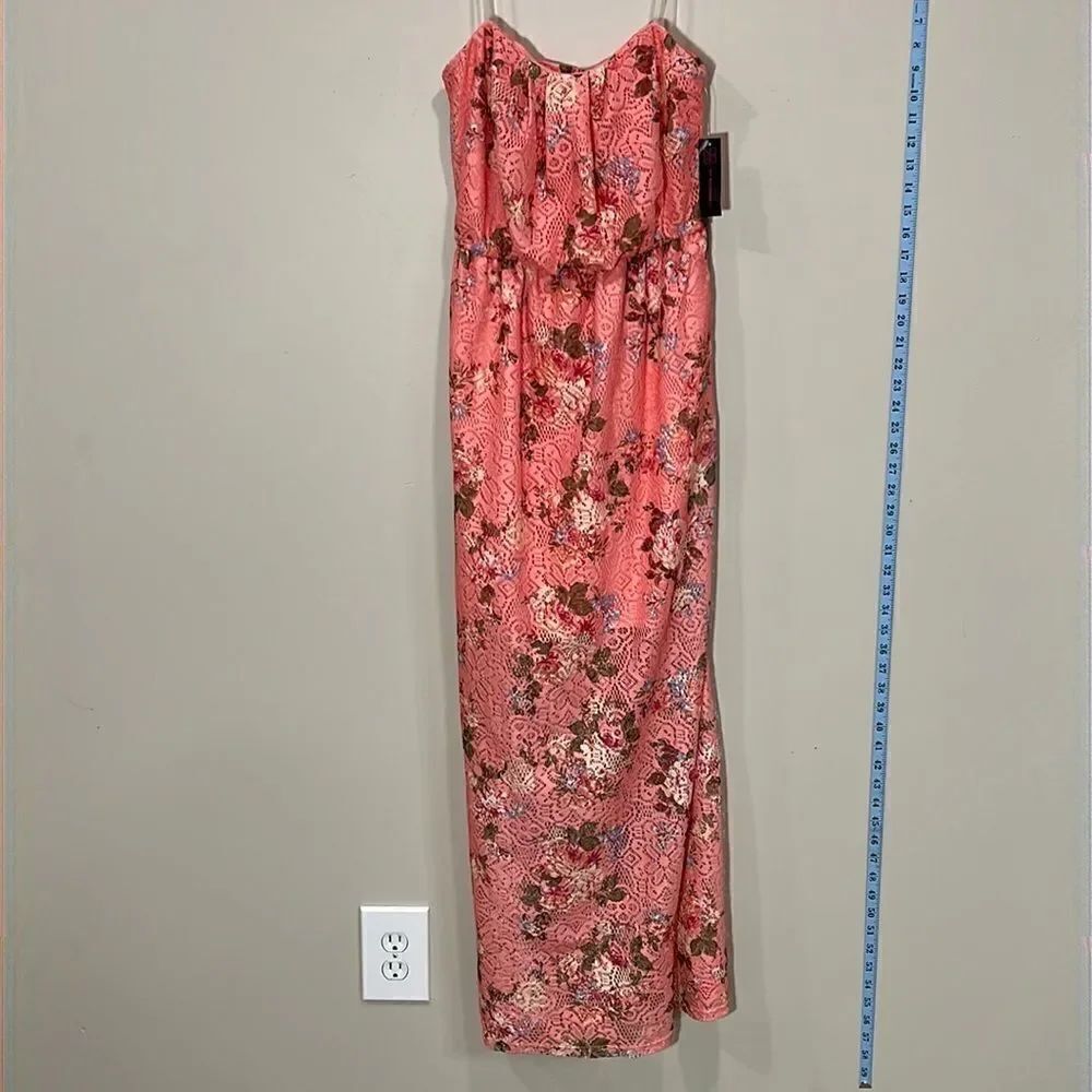 Strapless Pink Floral Dress By No Boundaries. Size Medium.